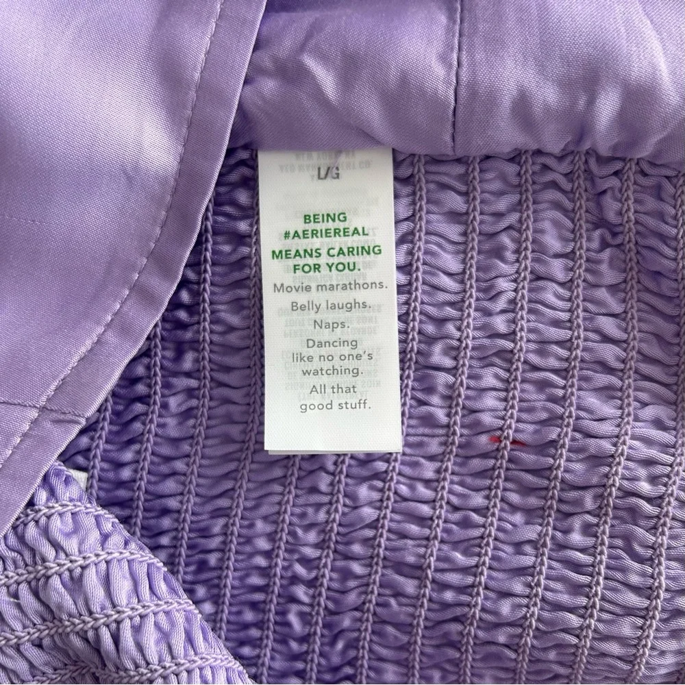 Aerie Lavender Smocked Crop Top, Size L - Picture 6 of 7